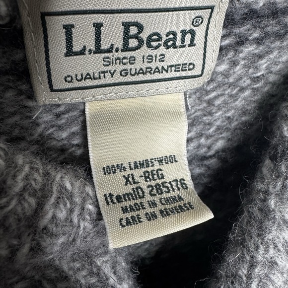 LL Bean 100% Lambs Wool‎ Pullover Men's Henley Ragg Sweater Size XL Gray Striped - Picture 4 of 6